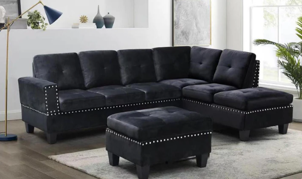 9938 SNOW BLACK LSF SECTIONAL